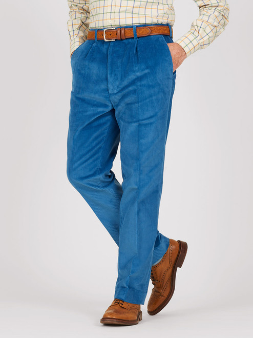 Men's Green Corduroy Trousers - Regular Fit | Peter Christian