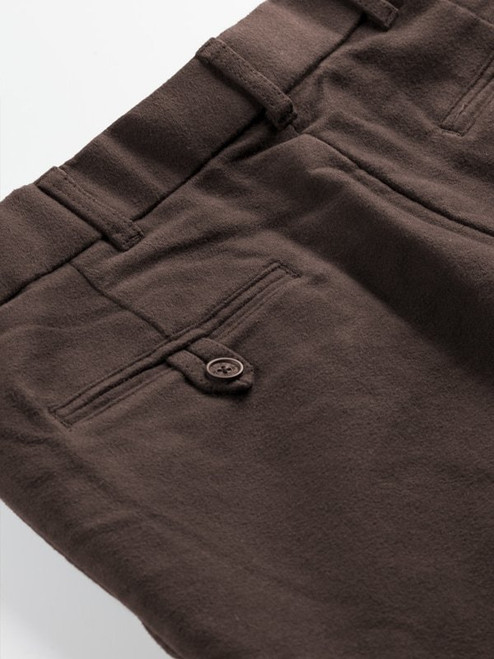 Chocolate | Slim Leg Wool Blend Trouser | Pure Collection