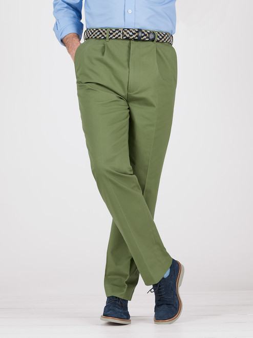 Mens WrinkleFree Double L Chinos Natural Fit Hidden Comfort Pleated   Pants at LLBean