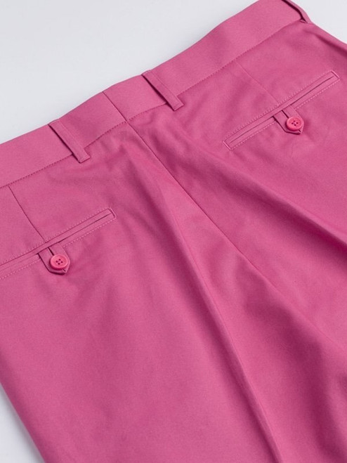 Close Up of Mens Pink Flat Front Chinos Rear Pockets
