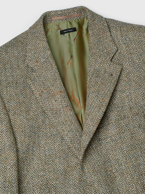 Men's Oat Cream Harris Tweed Wool Jacket Collar