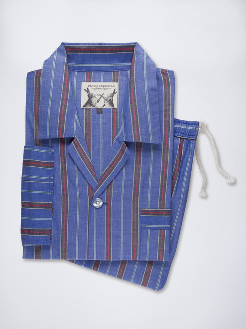blue striped pajamas