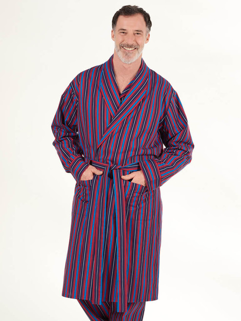 Men's Bathrobe Torekov Dark Blue Long - Pellevävare.com