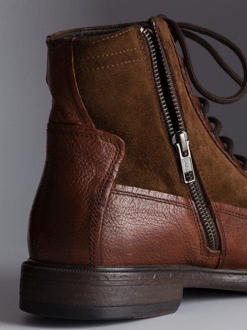 Tan Geox Leather and Suede Zip Boots