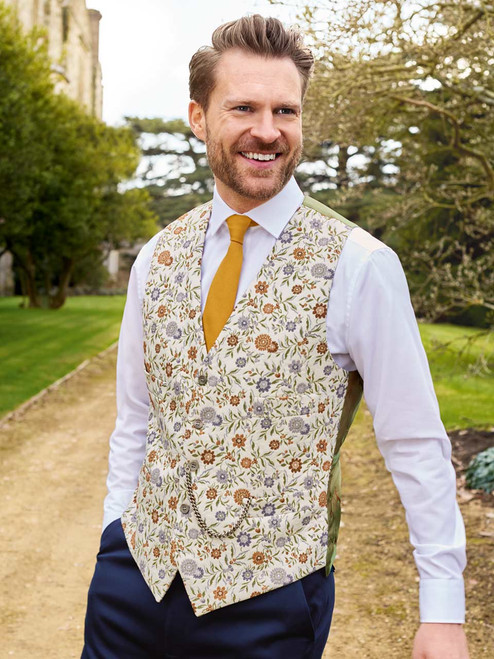 Peter Christian Men's Gold Floral Brocade Vest 56