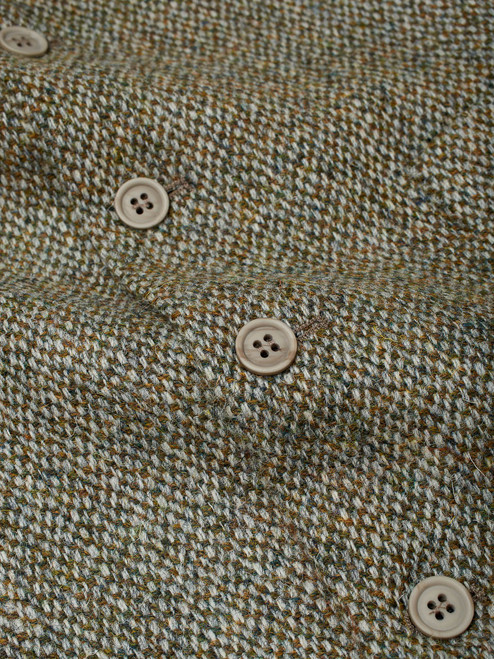 Men's Oat Cream Harris Tweed Wool Vest Close Up