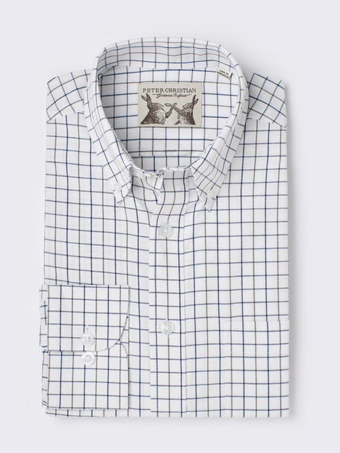 Blue Button Down Collar County Tattersall Shirt