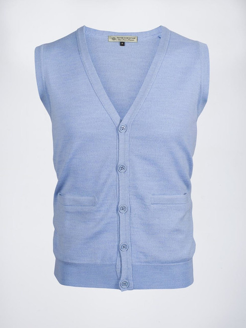 Duck Egg Blue Merino Vest | Peter Christian