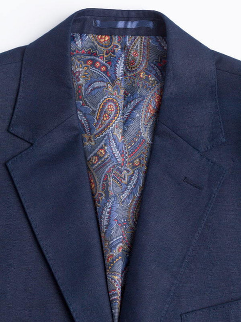 Paisley Lining on Navy Linen Jacket