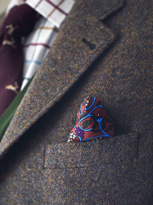 Close Up Image of Harris Tweed Jacket & Silk Pocket Square