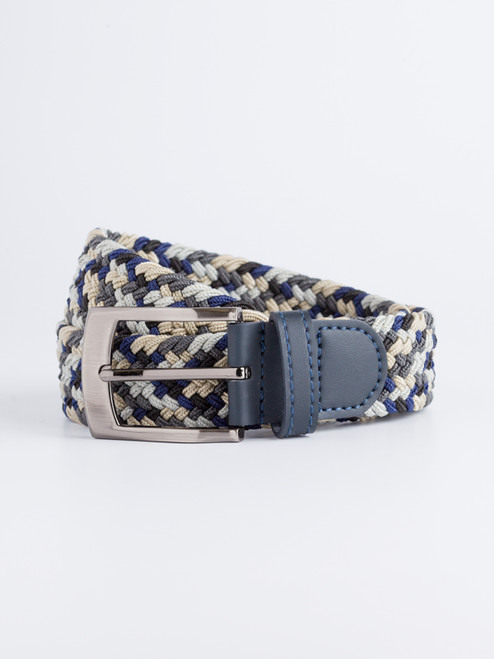 Louis Vuitton Navy Blue Leather and Snakeskin Logo Buckle Belt