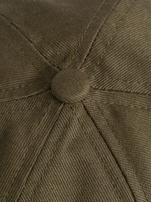 Close Up of Mens Green Cotton Baseball Cap Fabric