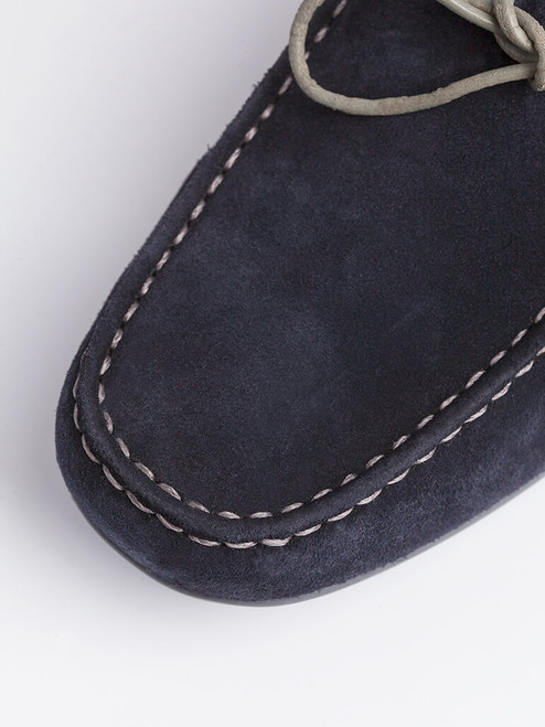 Suede Stitched Upper of Navy Geox Tivoli Moccasin Shoe