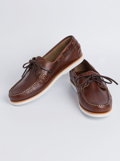 John White Men's Brown Leather Boat Shoe