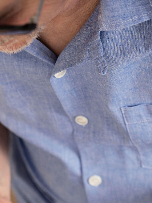 Close Up Image of Cotton and Linen Bermuda Shirt