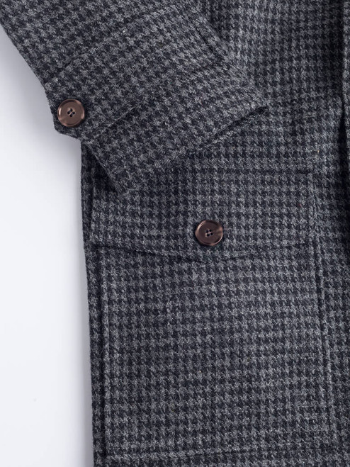 Gray Houndstooth Harris Tweed Overcoat cuff