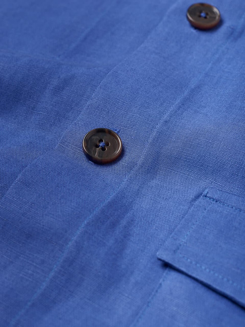 Men's Blue Linen Correspondent Jacket Fabric