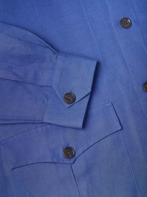 Men's Blue Linen Correspondent Jacket Cuff