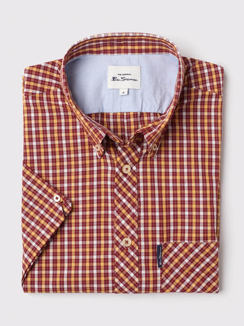 Men's Red Check Cotton Shirt