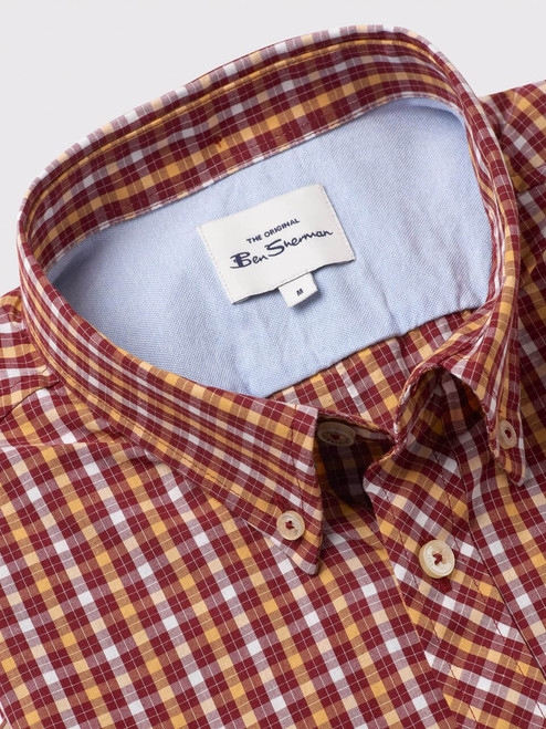 Men's Red Ben Sherman Summer Check Shirt | Peter Christian