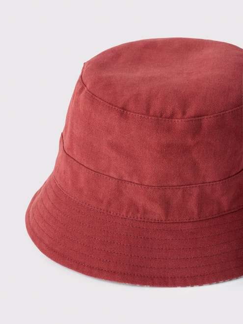 Men's Red Print Reversible Bucket Hat Peak