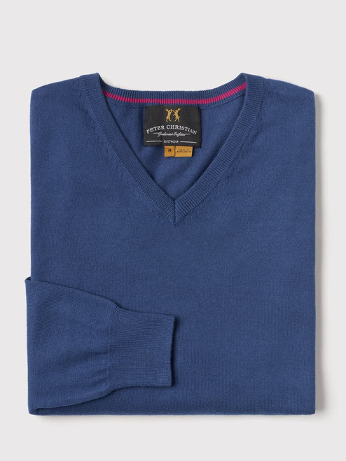 Men's Blue Cotton Cashmere Sweater