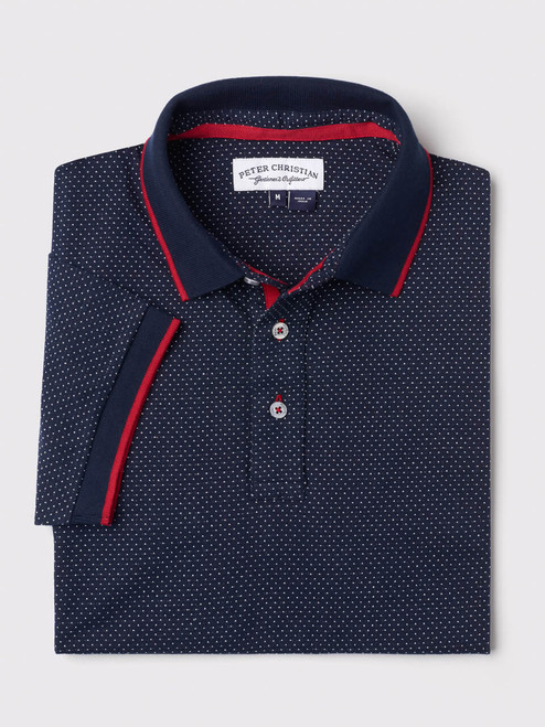 Men's Navy Dot Polo Shirt
