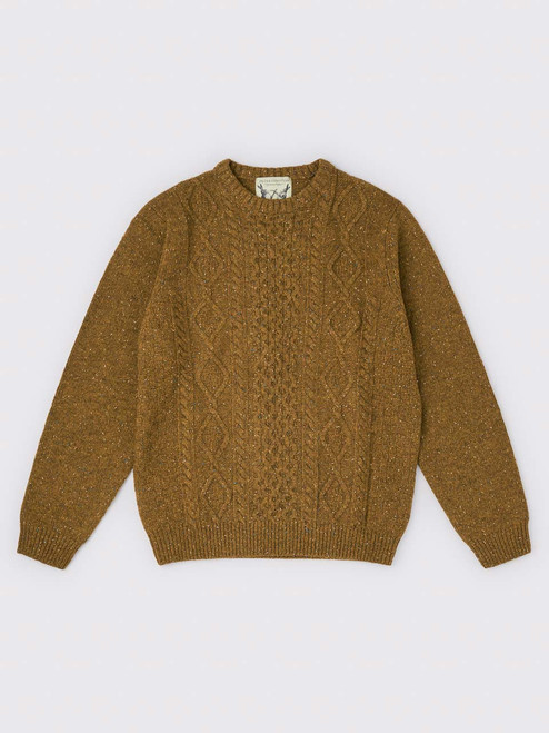Peter Christian Men's Mustard Yellow Donegal Cable Knit Jumper