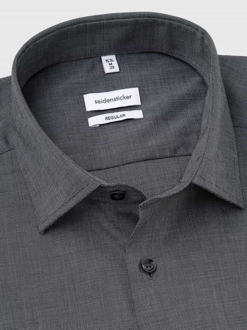 Men's Seidensticker Gray Long Sleeve Non-Iron Shirt Collar
