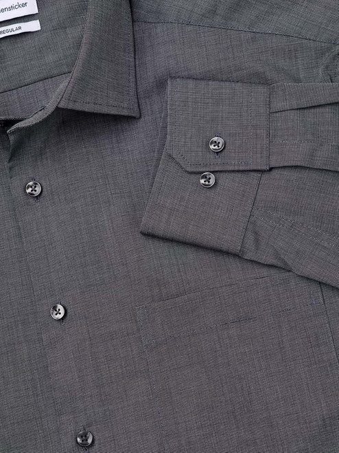 Men's Seidensticker Gray Long Sleeve Non-Iron Shirt Cuff + Pocket