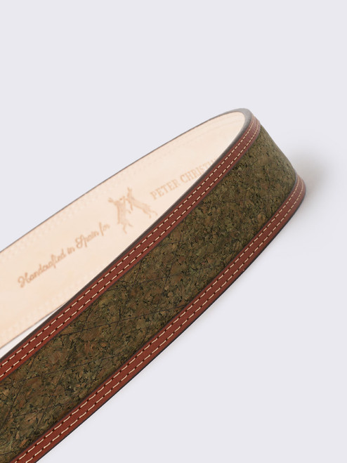 Men's Sustainable Green Cork Inlaid Handmade Leather Belt