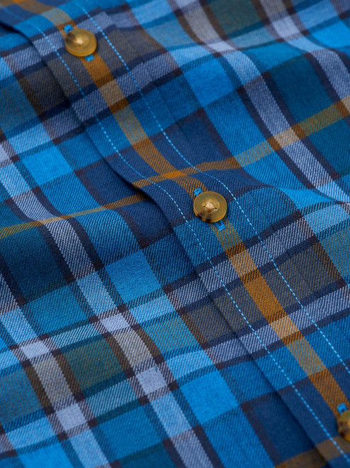 Blue Viyella Wool & Cotton  Long Sleeve Shirt