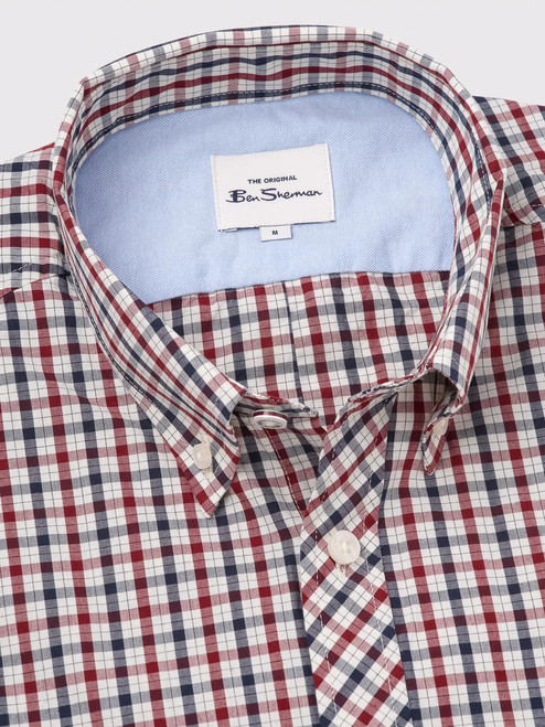 Red Ben Sherman Long Sleeve Check Shirt Collar