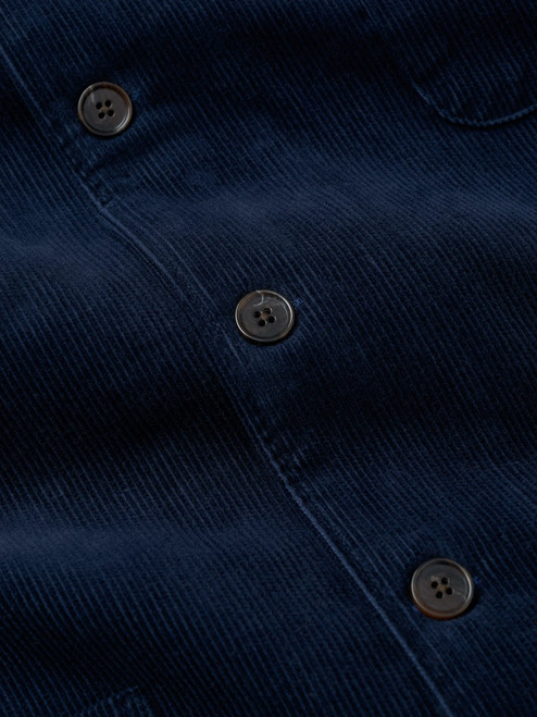 Navy Corduroy Chore Jacket Close up