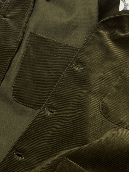Men's Green Corduroy Chore Shacket Jacket Inside Pocket
