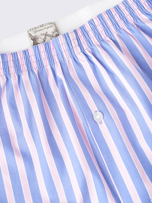 100% Cotton Striped Woven Underwear Pink and White