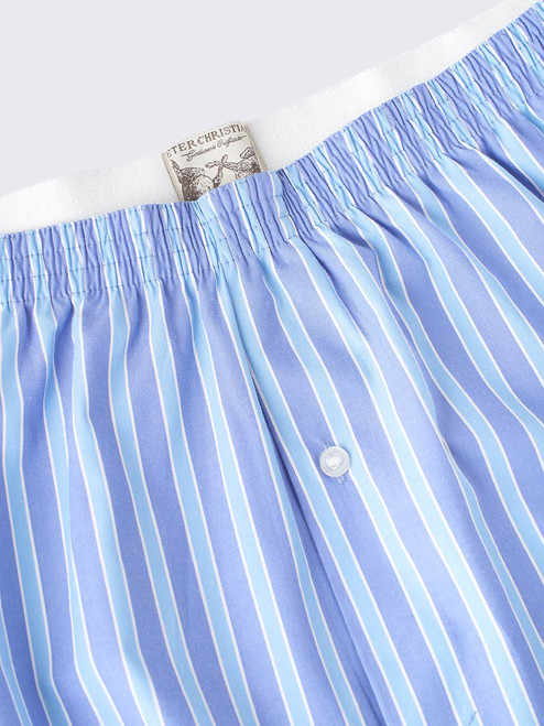 100% Cotton Striped Woven Underwear Blue and White