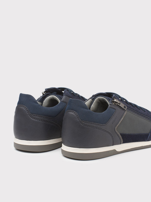 Navy Geox Suede & Waxed Leather Sneakers