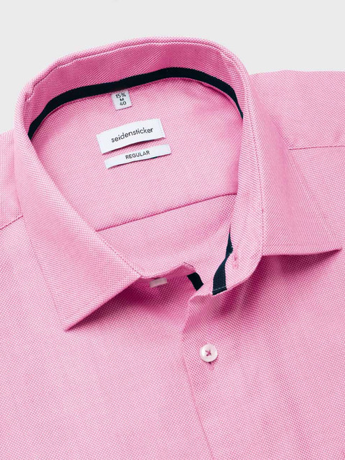 Pink Oxford Seidensticker Short Sleeve Shirt Collar