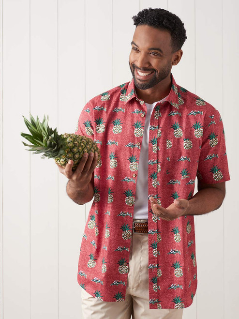 Ocean Current Pink Pineapple Hawaiian Shirt/ Free Delivery