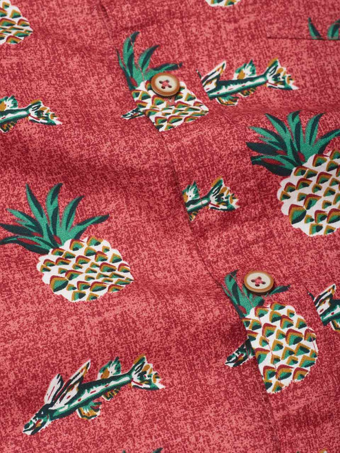 Men's Red Hawaiian Holiday Shirt Fabric