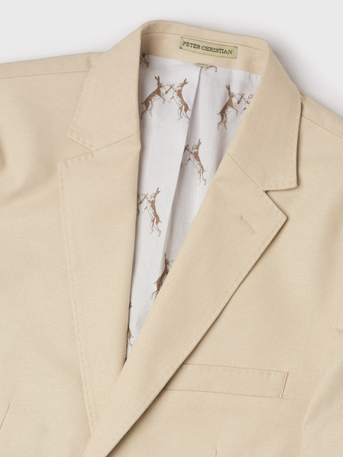 Men's Stone Linen and Cotton Suit Jacket