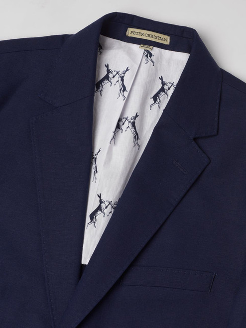 Royal Blue Tapestry Floral Slim Fit Tuxedo Jacket