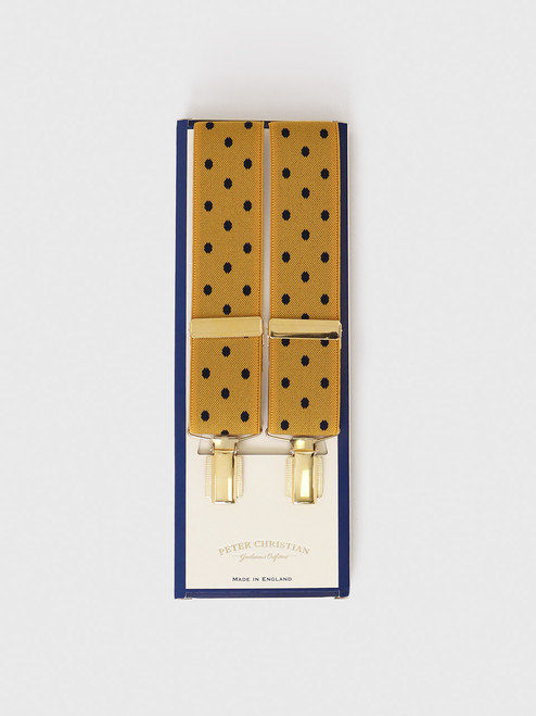 Men's Gold & Navy Spotty Suspenders