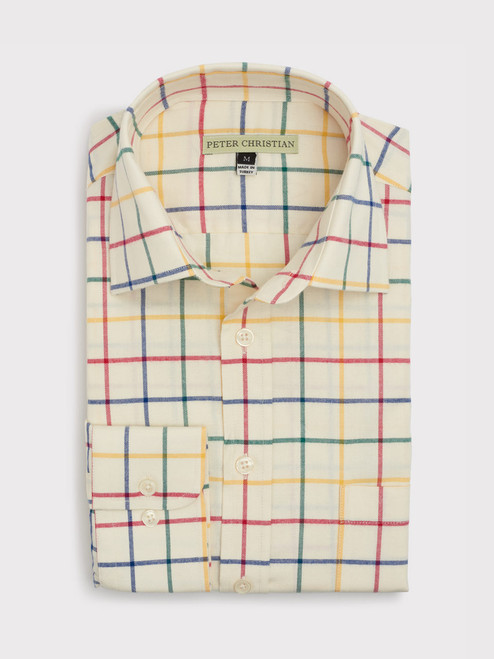 Men's Navy Big Check Tattersall Shirt | Peter Christian