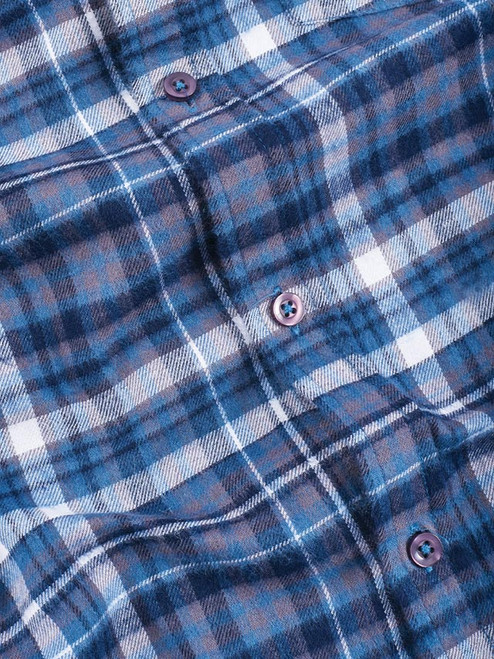 Blue Plaid Check Shirt Close Up