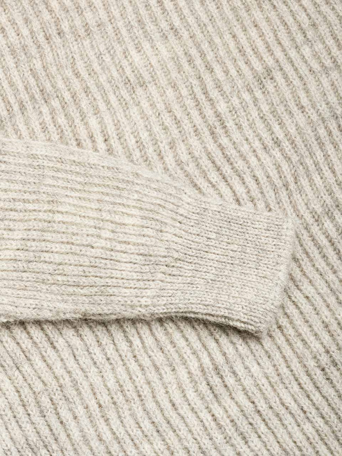 Stone Pure Wool Ribbed Fisherman Sweater