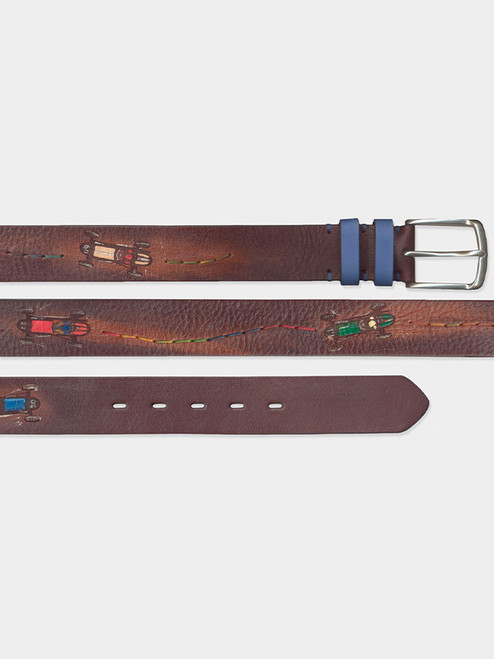 Woven fabric and leather belt