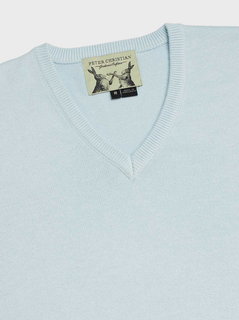 Men's Light Blue Lightweight V-Neck Sweater V-Neck