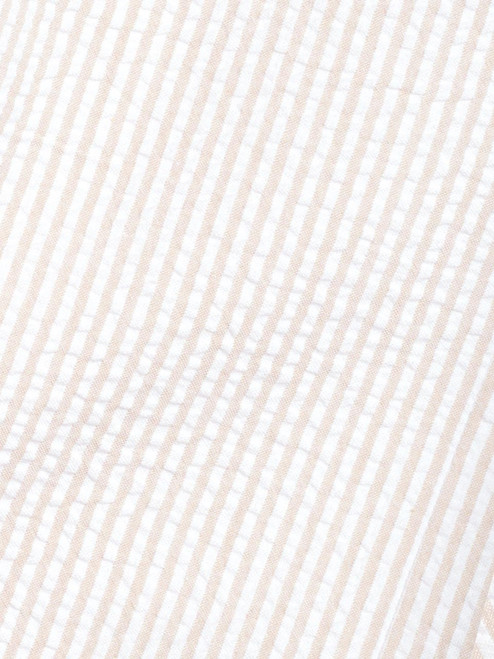 Men's Beige and White Striped Seersucker Textured Fabric